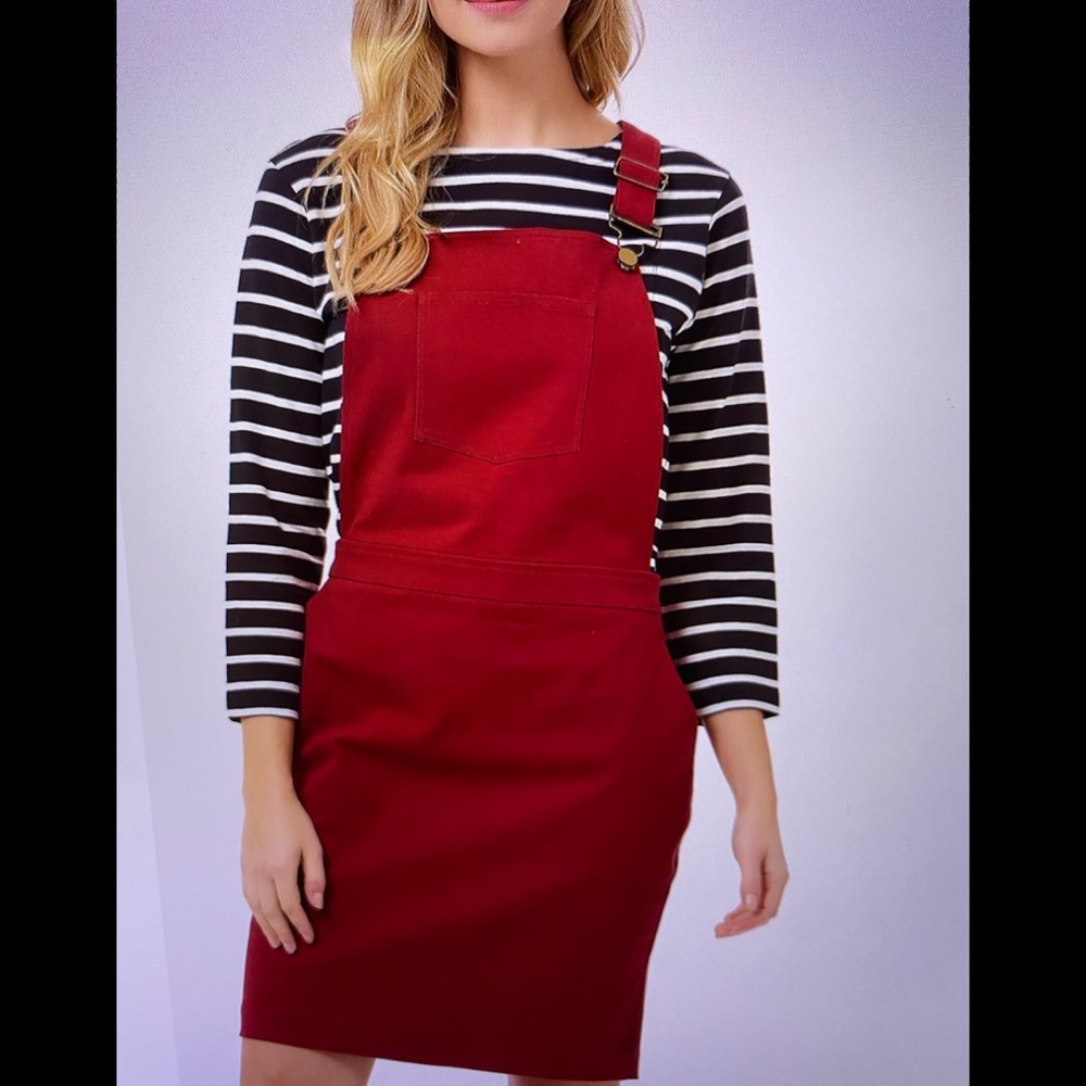 SugarHill Brighton “Toni Apron Dungaree” Maroon Overall Dress Size 6